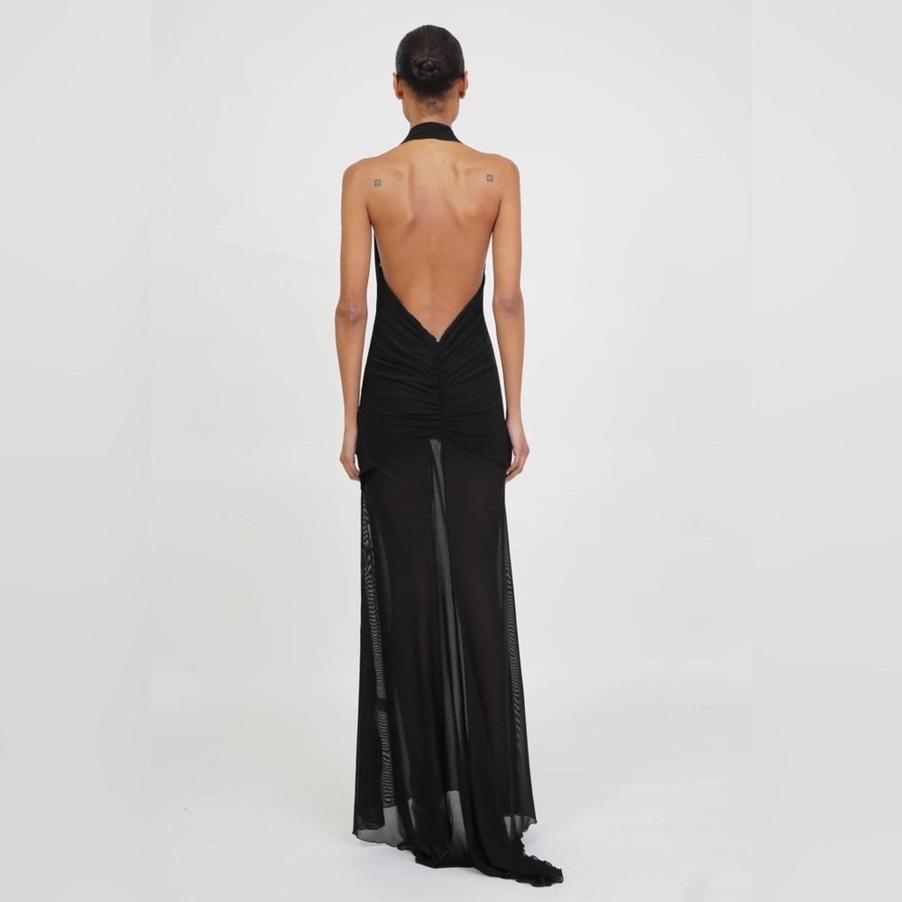 Kim Shui Mesh Maxi Halter Dress in Black Small - Picture 2 of 8
